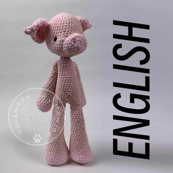 Pleasant Pig, pattern, 3D Amigurumi Soft Toy Pig – Crochet pattern English abbreviations – PDF instant download
