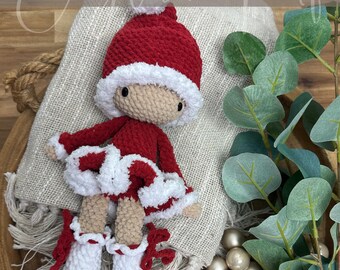 Verspielte Weihnachtsfrau-Häkelanleitung | Amigurumi ohne Nähen | Niedliche Weihnachtspuppe (PDF-Anleitung, sofortiger digitaler Download)