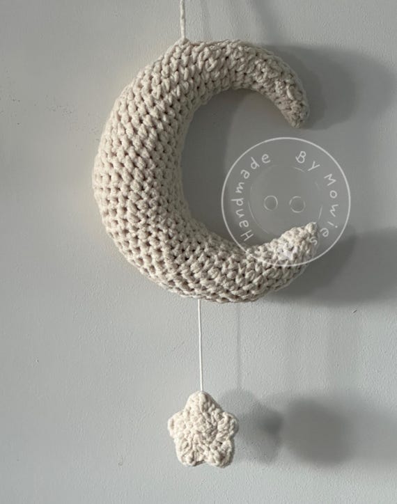Charmed Baby Mobile, Moon, Star, cute, music box, amigurumi pattern, Crochet, Nursery room, baby gift, decoration