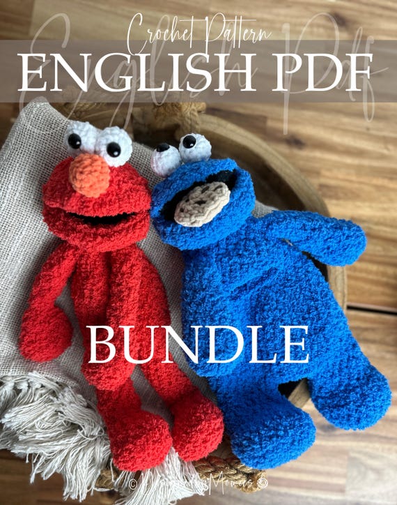 Cute Crochet Pattern – Exclusive, Unique Interactive Amigurumi Toy - Blue Monster with Cookie, Red monster– PDF Pattern - Low sew- video