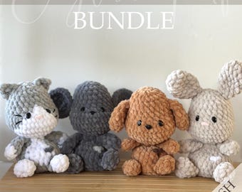 Häkelanleitung für beschwerte Kuscheltiere (PDF) | Palm Pal inspiriertes Amigurumi-Plüschtier-Set: Hund, Katze, Hase, Maus | Einfacher Nähaufwand | Palm Plush