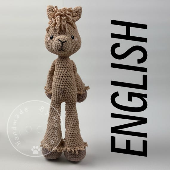Adorable Alpaca, English, PDF, pattern, cute Alpaca, crochet pattern Alpaca, amigurumi Llama, cute farm animal, crochet stuffed animal.