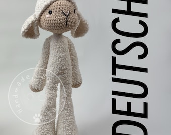 Sweet Sheep, German, PDF, pattern, cute lamb, crochet pattern sheep, amigurumi lamb, cute farm animal, crocheted stuffed animal.