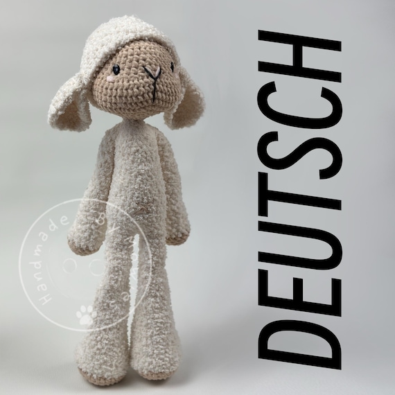 Sweet Sheep, German, PDF, pattern, cute lamb, crochet pattern sheep, amigurumi lamb, cute farm animal, crocheted stuffed animal.
