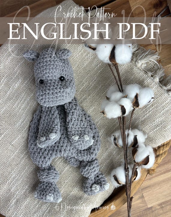 Charmed Low sew pattern, Snuggler, cute Hippo, amigurumi pattern, Crochet, soft snuggler, stuffed plush animal, ,baby shower gift,