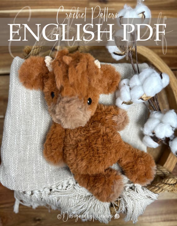 Extra Soft Plush Highlander Cow Crochet Pattern • Large Fluffy Highlander • Fur Yarn Amigurumi • Beginner Friendly PDF • Instant Download