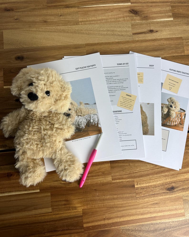 Extra Soft Plush Puppy Crochet Pattern • Labradoodle, Labrador & Golden Retriever • Large Fur Yarn Dog • Beginner Friendly Amigurumi PDF image 3