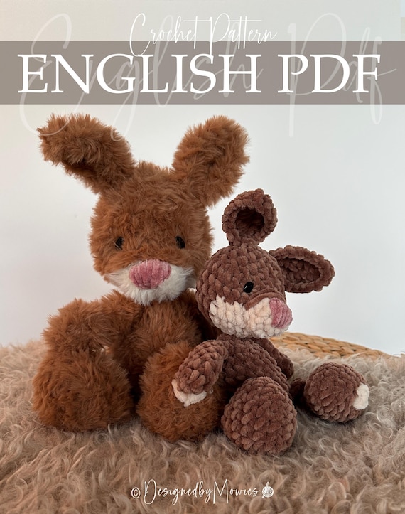 Easter Bunny Crochet Pattern PDF • Extra Soft Plush Rabbit • Large Amigurumi Bunny • Fur Yarn Bunny Toy • Beginner Friendly Plush Pattern