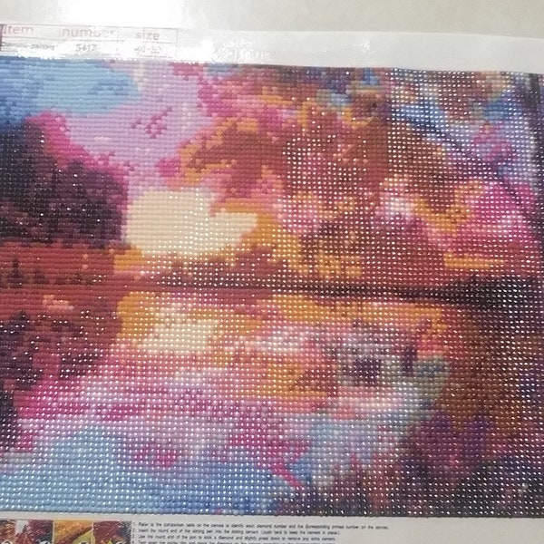 Finished Diamond Painting- Lake Side Veiw