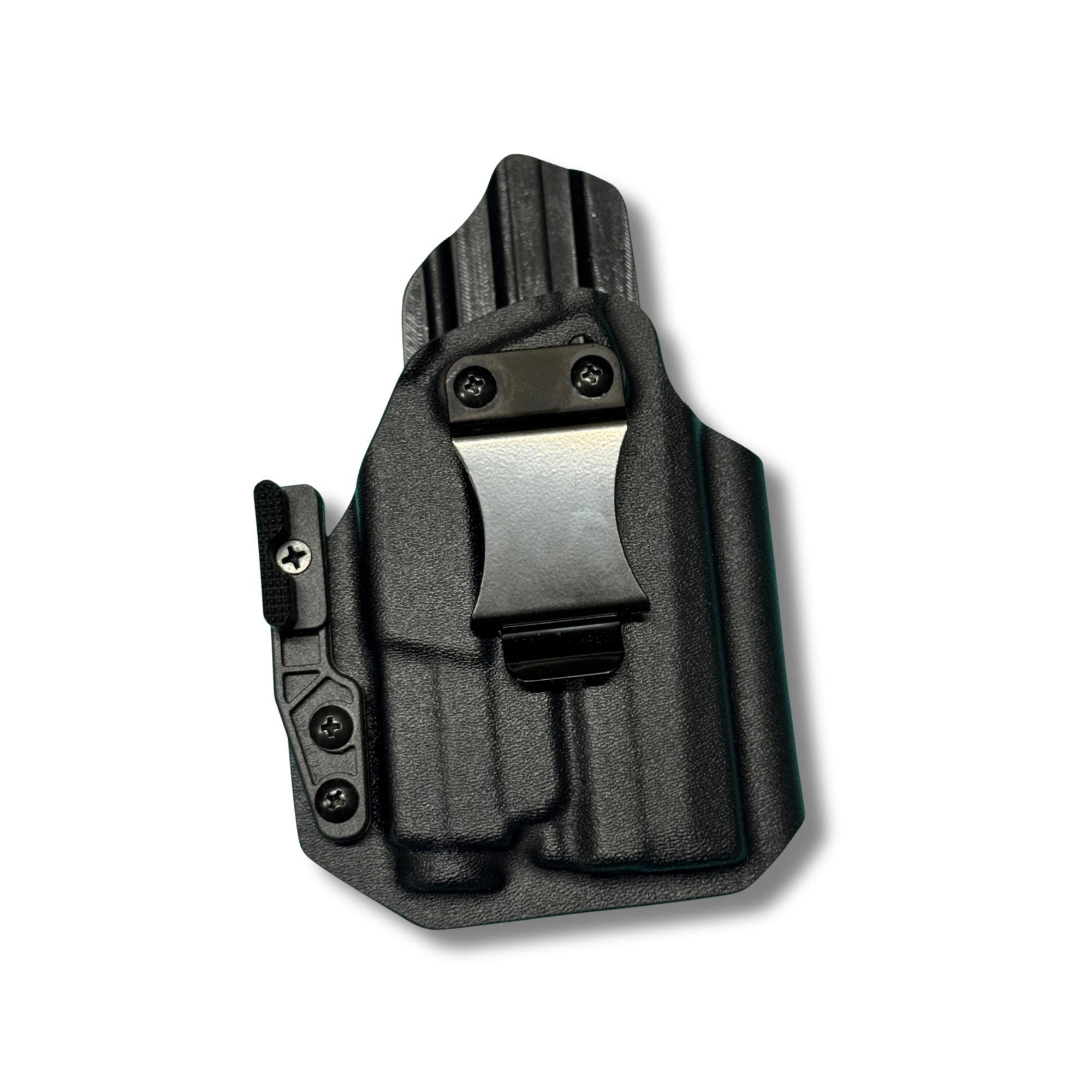 R&R Holsters IWB Tactical Holster For Glock With Olight Baldr S | Black Carbon Fiber Kydex | Level 1, Adjustable Cant