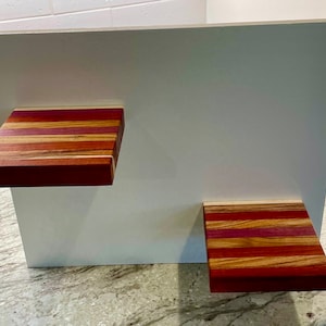 Mini flytande hyllor - Zebra, Purpleheart, Walnut, Canary, Paduk och Okoume-trä