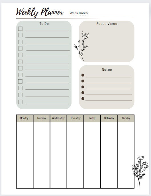 Daily &amp; Weekly Planner Pages *printable* - Etsy