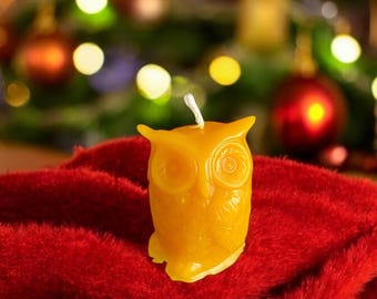 Owl - candle made from organic beeswax