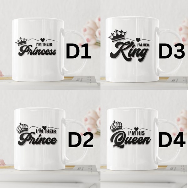 Taza de regalo de San Valentin, Taza de cafe con significado de Rey, Reyna, Princesa o principe 11oz