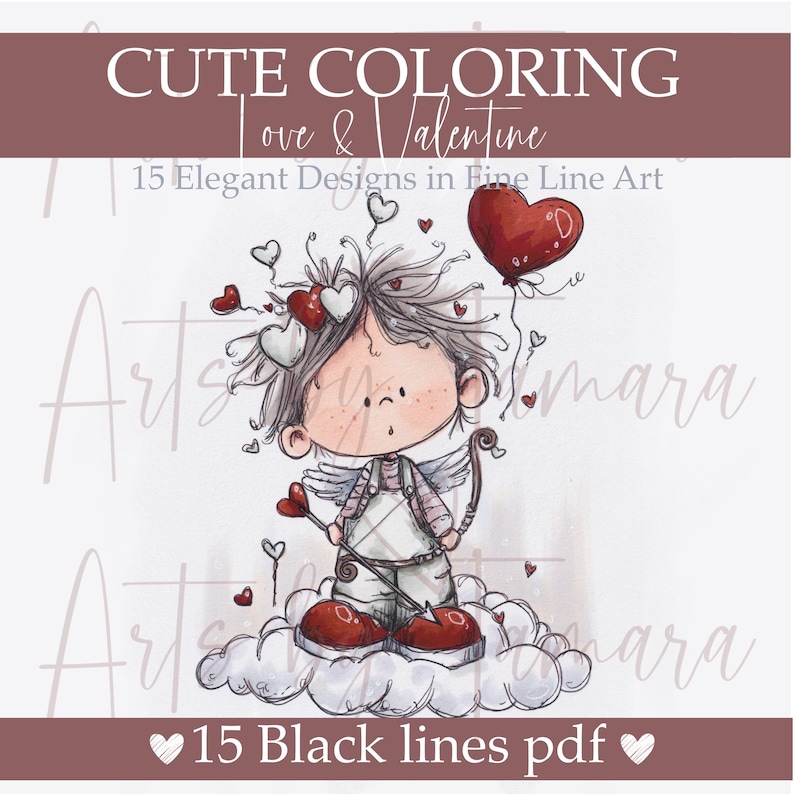 Cute Valentine and Love Coloring Pages | 15 Hand-drawn Printables ...