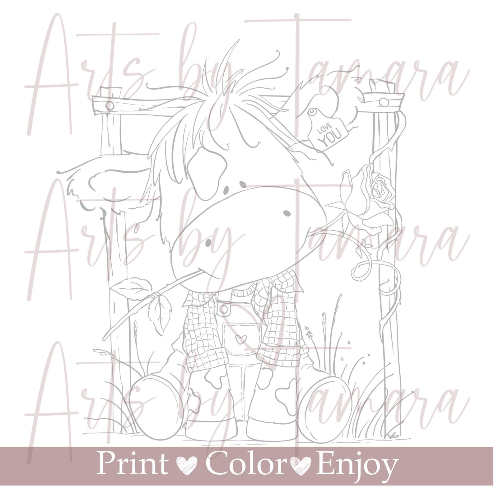 Love & Valentine Fine Line Coloring Pages | Cute Scribbled Line Art ...
