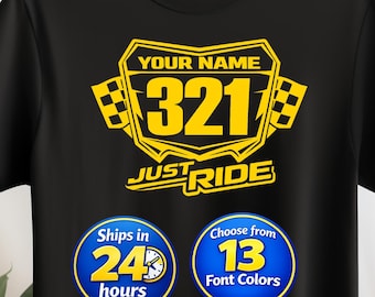 Personalized Motocross Number Plate T-Shirt: Custom Name & Number