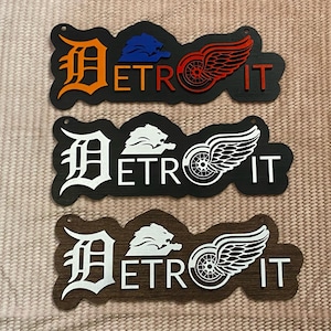 Rustic Detroit Sports Sign: Michigan Made Man Cave Decor. Detroit Lions Tigers Red Wings 18” x 7”