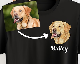 Custom Dog Face Faux Embroidered shirt, DTF Printed, Dog Photo Jumpers, Dog Lovers Gifts, Gift for Pet Lovers, Pet Faux Embroidery shirt