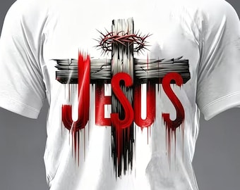 Jesus Cross Christian Shirt, Crown of Thorns Faith Tee, Religious Gift