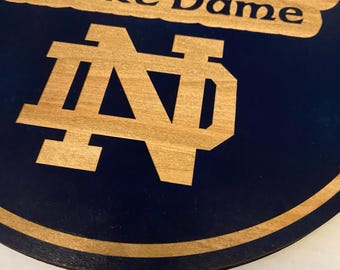 God, Country, Notre Dame Wood Engraved Sign. Multiple Sizes. Wall Hanging. 1/2” Thick