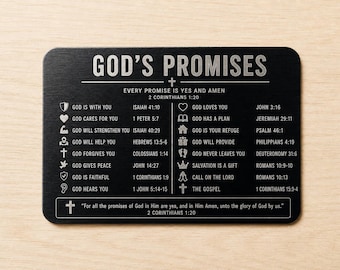 Bible Study Bookmark. Metal Wallet Card, God's Promises Christian Gift, Bible Verse Finder Tool