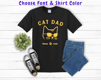 Custom Cat Dad Shirt, Cat Dad T-Shirt Gifts for Cat Dad Personalized Cat Dad Gifts for Father's Day for Cat Dad Tee Cat Dad Gift