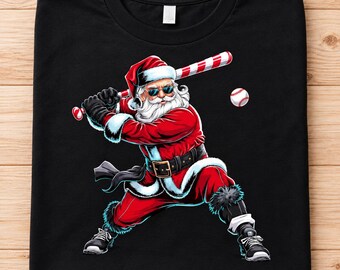 Santa Baseball Shirt, Christmas Baseball T Shirt, Funny Santa Claus Tee, Baseball Player Gift, Holiday Graphic Tee, Gift for Baseball Fans