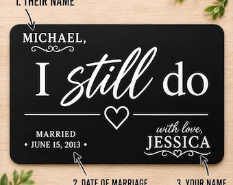 Personalized Metal Wallet Insert - Anniversary Card - I Still Do Gift Keepsake