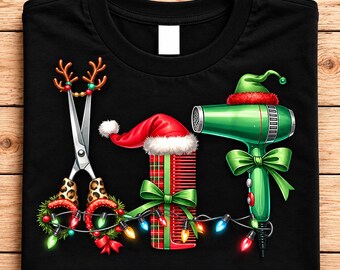 Christmas Hairstylist Shirt, Hairdresser Christmas T Shirt, Holiday Salon Tee, Festive Hair Stylist Gift, Cute Cosmetologist Xmas Outfit