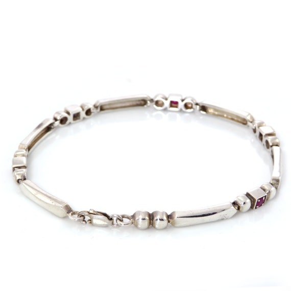 925 Sterling Silver Bracelet with Genuine Ruby an… - image 2