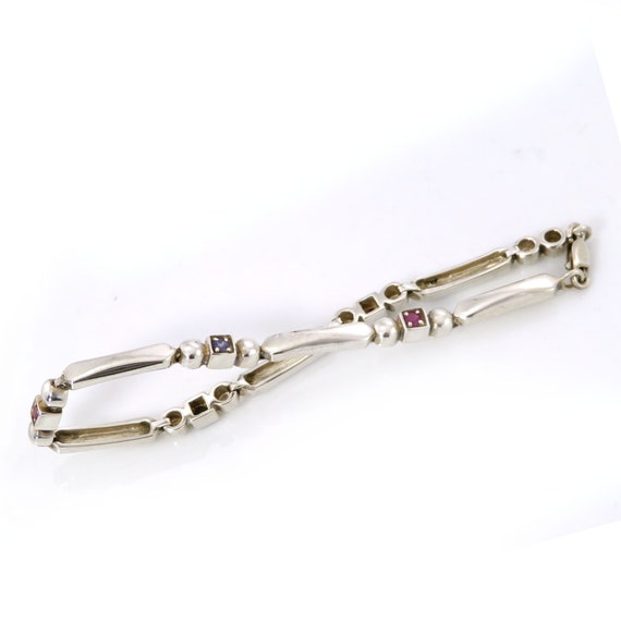 925 Sterling Silver Bracelet with Genuine Ruby an… - image 3