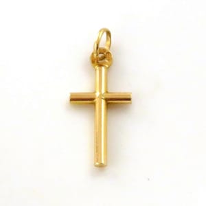 Small Vintage 10K Yellow Gold Cross Pendant, Pre-Owned