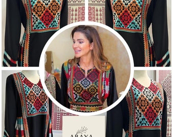 Queen Rania's Thobe A Testament to Tradition and Story telling. The Machete Dress. intricately woven with threads
