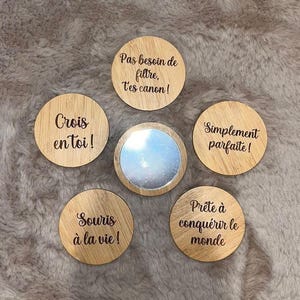 Personalized wooden pocket mirror, Small engraved wooden pocket mirror, gift idea for women, bachelorette party gift, wedding gift idea