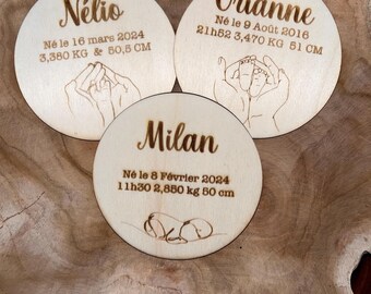 Wooden birth card, Personalized welcome card, Personalized birth gift, Wooden baby gift, Welcome plaque