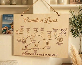 Placa de madera personalizada para los amantes de los viajes.