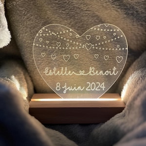 Personalized heart-shaped night light, romantic gift for Valentine's Day, gift idea for couples or cozy decoration, luminous heart