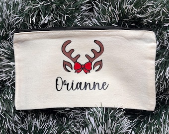 Personalized Christmas pouch, Personalized pouch, Personalized makeup bag, Personalized gift, End-of-year gift, Makeup bag