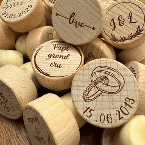 Tapón de vino de madera y corcho personalizado, Tapón de corcho personalizado, Tapón de botella único y grabado, Regalo personalizado único