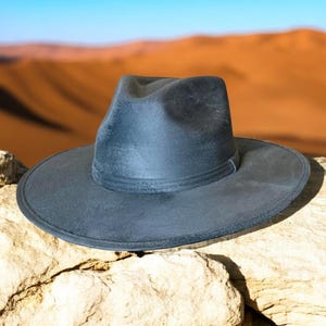 Atlantic Blue Vegan Suede Fedora | Ranch Hat | Hat Burning |Wide Brim| Cowboy hat **Free Shipping**