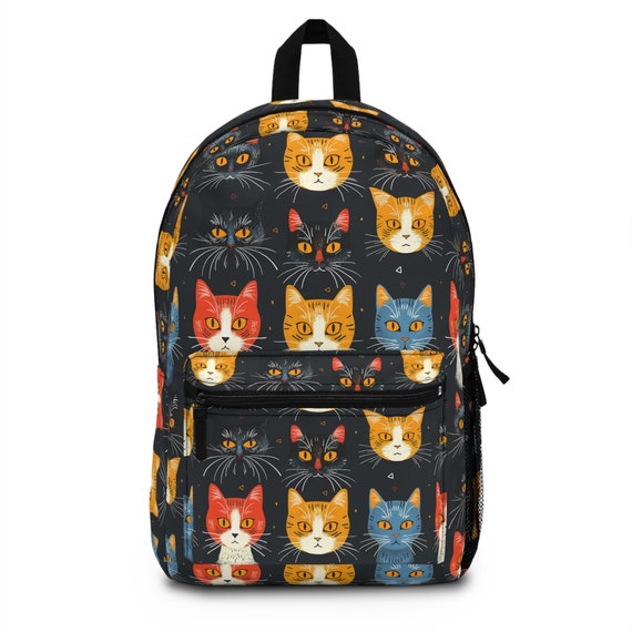 Cat print backpack deals