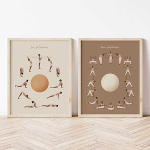 Yoga Posen Poster, Sonnengruß, Mondgruß, Surya Namaskar, Yoga Kunstdruck, Sonnengruß Poster, Yoga Kunstdruck, Yoga Geschenk