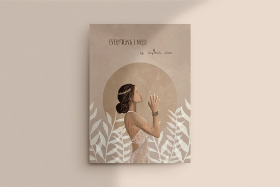 Meditation Girl Art Print: Yoga Room Decor, Mindfulness Poster