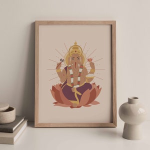 Ganesha wall art, Hindu art, Ganesh artwork, Hindu Illustration, Ganesha poster, Hindu god print, Ganesh illustration, Hindu artwork