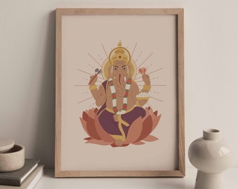 Ganesha wall art, Hindu art, Ganesh artwork, Hindu Illustration, Ganesha poster, Hindu god print, Ganesh illustration, Hindu artwork