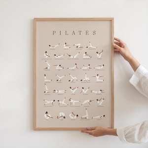Póster de Pilates, Pilates clásico: 34 ejercicios, Arte mural de Pilates, Decoración de estudio de Pilates, Regalo de Pilates