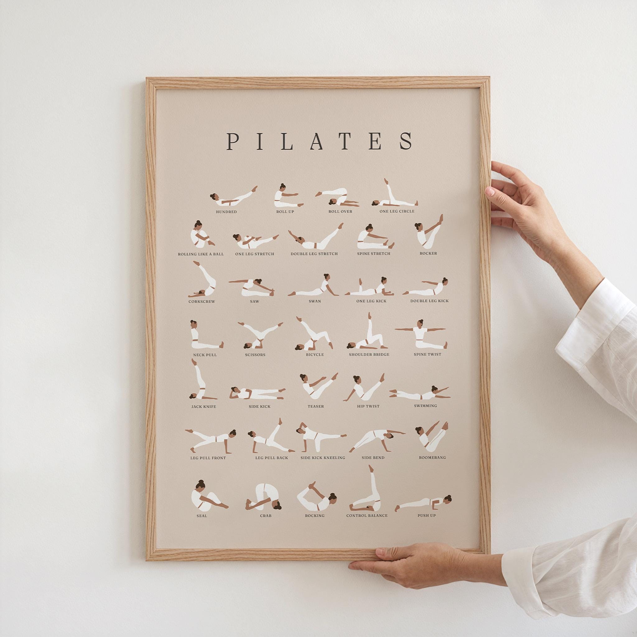 Lot 4 Affiches Pilates Volume 1 & 2 + Étirements + Yoga - 45.7x61 Cm Laminées