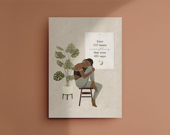 Mental health art print, Mindfulness art, mindful art print, Yoga Room decor, Mantra poster, therapy office, therapist wall decor