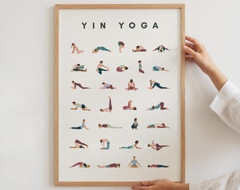 Yin Yoga Poses Art Print: Minimalist Yoga Studio Decor